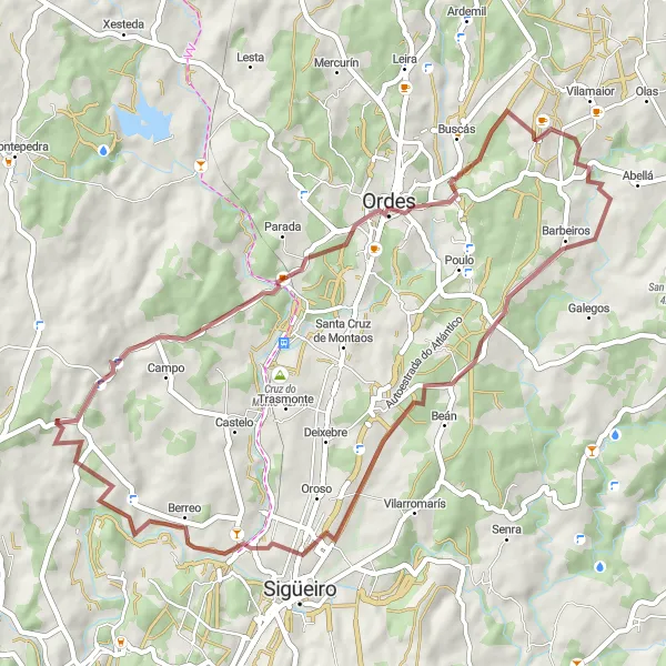 Miniatua del mapa de inspiración ciclista "Ruta de Cicloturismo por Caminos de Grava Trazo" en Galicia, Spain. Generado por Tarmacs.app planificador de rutas ciclistas