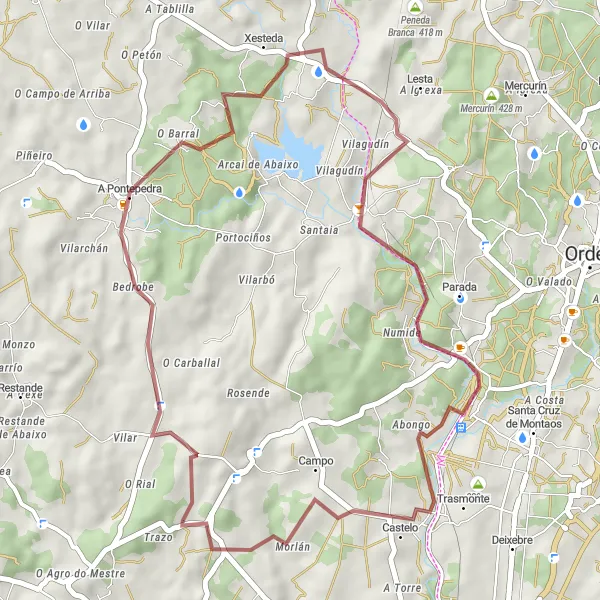 Miniatua del mapa de inspiración ciclista "Ruta Gravel por Senderos Ocultos" en Galicia, Spain. Generado por Tarmacs.app planificador de rutas ciclistas