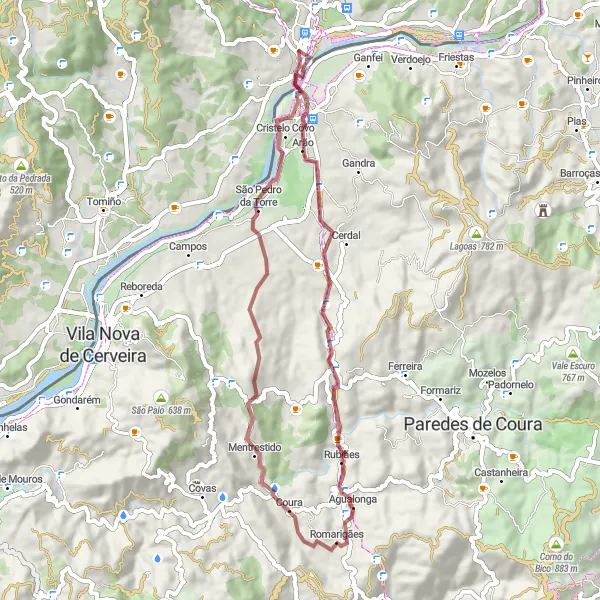 Miniaturní mapa "Gravelová cyklotrasa Fontoura" inspirace pro cyklisty v oblasti Galicia, Spain. Vytvořeno pomocí plánovače tras Tarmacs.app