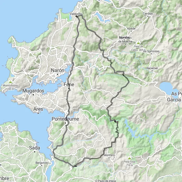 Miniatua del mapa de inspiración ciclista "Ruta de las Torres" en Galicia, Spain. Generado por Tarmacs.app planificador de rutas ciclistas