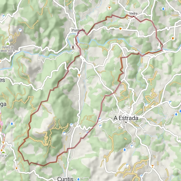 Miniatura della mappa di ispirazione al ciclismo "Vedra - A Ponte de Sarandón - Barco" nella regione di Galicia, Spain. Generata da Tarmacs.app, pianificatore di rotte ciclistiche