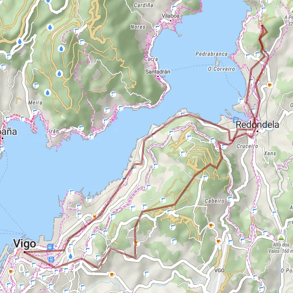 Miniaturekort af cykelinspirationen "Gravelrute fra Vigo til Vilaboa" i Galicia, Spain. Genereret af Tarmacs.app cykelruteplanlægger