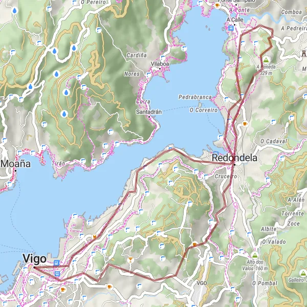 Miniatura mapy "Ronda Gravel Monte Castro" - trasy rowerowej w Galicia, Spain. Wygenerowane przez planer tras rowerowych Tarmacs.app