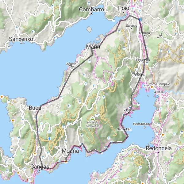 Miniatura mapy "Rowery w okolicach Cangas" - trasy rowerowej w Galicia, Spain. Wygenerowane przez planer tras rowerowych Tarmacs.app