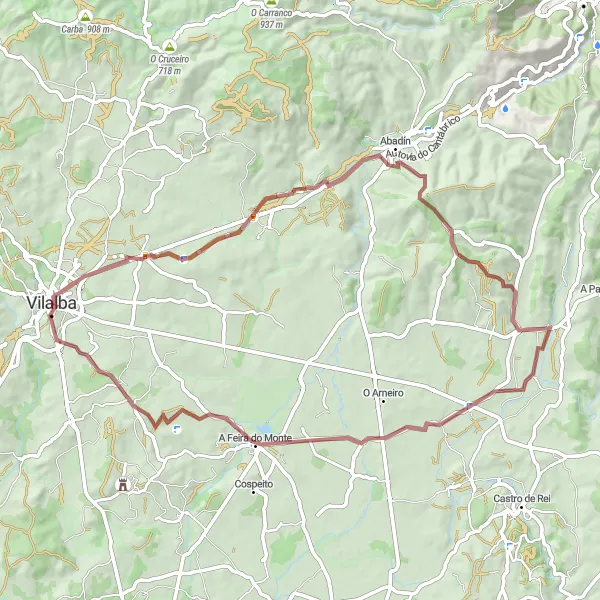 Map miniature of "The Gravel Expedition" cycling inspiration in Galicia, Spain. Generated by Tarmacs.app cycling route planner