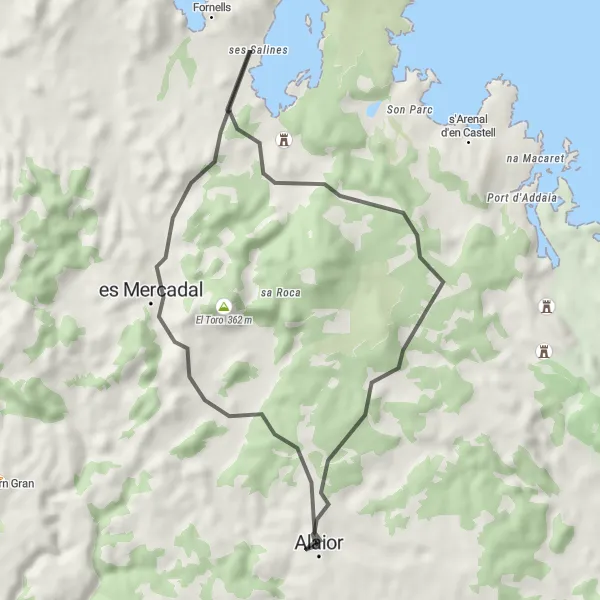 Miniatua del mapa de inspiración ciclista "Ruta en bicicleta de 32 km por Menorca" en Illes Balears, Spain. Generado por Tarmacs.app planificador de rutas ciclistas