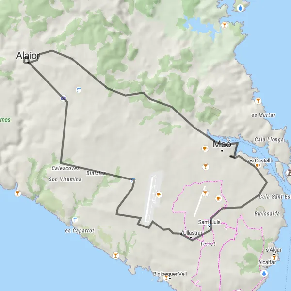 Miniaturní mapa "Trasa kola po silnici" inspirace pro cyklisty v oblasti Illes Balears, Spain. Vytvořeno pomocí plánovače tras Tarmacs.app