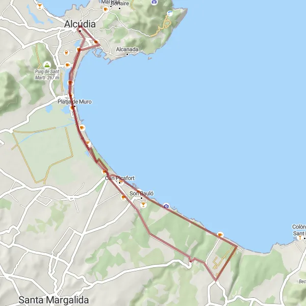 Karten-Miniaturansicht der Radinspiration "Gravel-Tour um Alcúdia" in Illes Balears, Spain. Erstellt vom Tarmacs.app-Routenplaner für Radtouren
