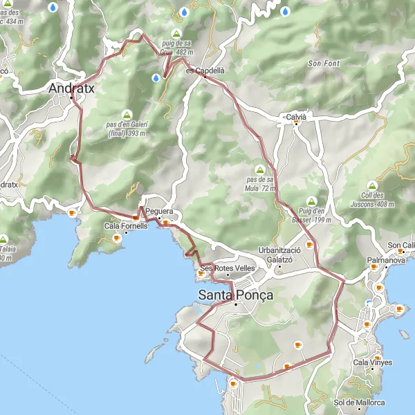 Miniatura della mappa di ispirazione al ciclismo "All'avventura sulla strada sterrata" nella regione di Illes Balears, Spain. Generata da Tarmacs.app, pianificatore di rotte ciclistiche