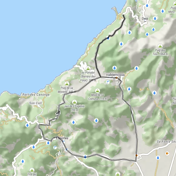 Miniaturní mapa "Trasa kolem Esporles" inspirace pro cyklisty v oblasti Illes Balears, Spain. Vytvořeno pomocí plánovače tras Tarmacs.app