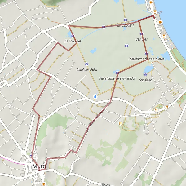 Miniaturní mapa "Gravelová trasa kolem Muro" inspirace pro cyklisty v oblasti Illes Balears, Spain. Vytvořeno pomocí plánovače tras Tarmacs.app