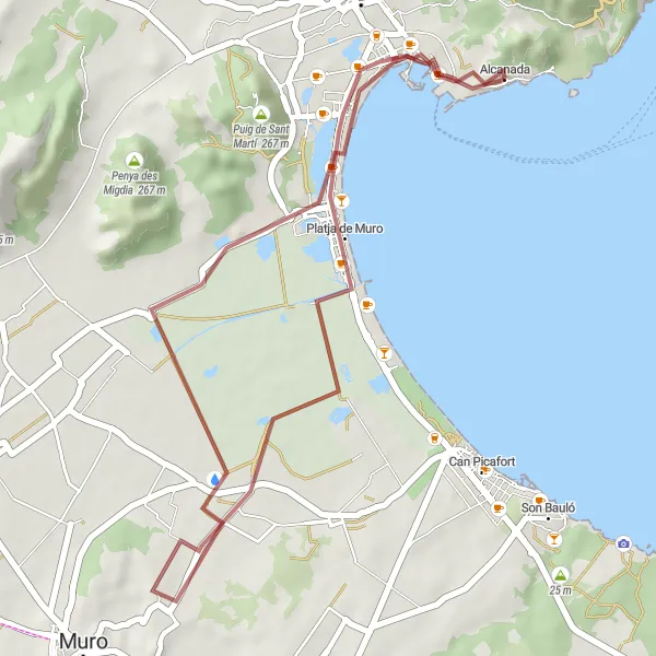Miniatuurkaart van de fietsinspiratie "Gravel fietsroute rondom Port d'Alcúdia" in Illes Balears, Spain. Gemaakt door de Tarmacs.app fietsrouteplanner