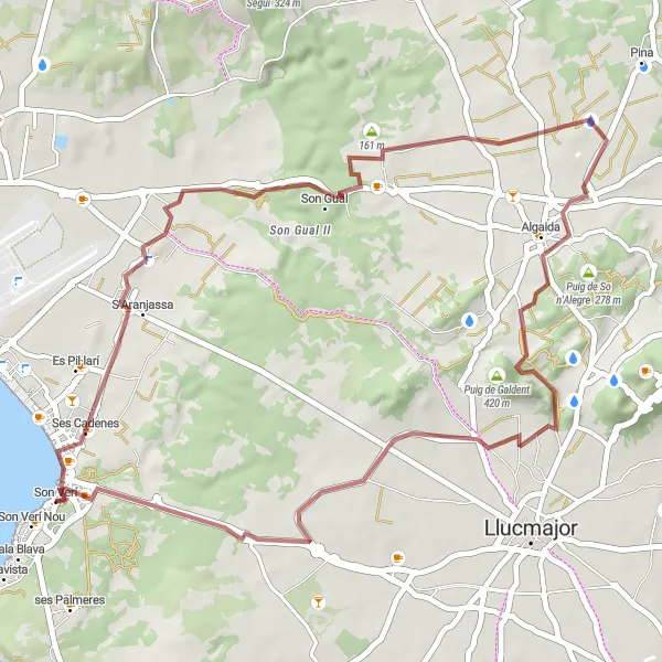 Miniatura mapy "Trasa rowerowa w okolicach s'Arenal - Wersja szutrowa" - trasy rowerowej w Illes Balears, Spain. Wygenerowane przez planer tras rowerowych Tarmacs.app
