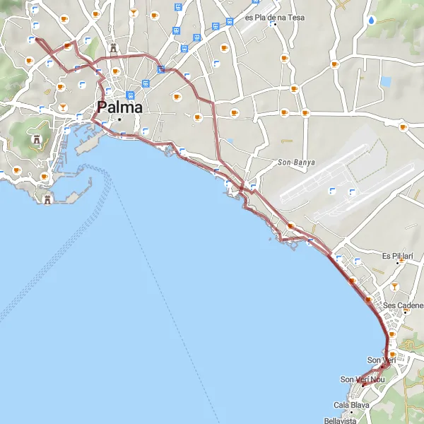 Map miniature of "Gravel Adventure" cycling inspiration in Illes Balears, Spain. Generated by Tarmacs.app cycling route planner