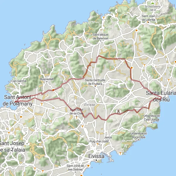 Miniatura della mappa di ispirazione al ciclismo "Esplorazione off-road verso Puig de Missa" nella regione di Illes Balears, Spain. Generata da Tarmacs.app, pianificatore di rotte ciclistiche