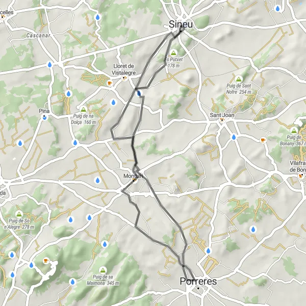 Miniaturní mapa "Trasa kolem Lloret de Vistalegre" inspirace pro cyklisty v oblasti Illes Balears, Spain. Vytvořeno pomocí plánovače tras Tarmacs.app