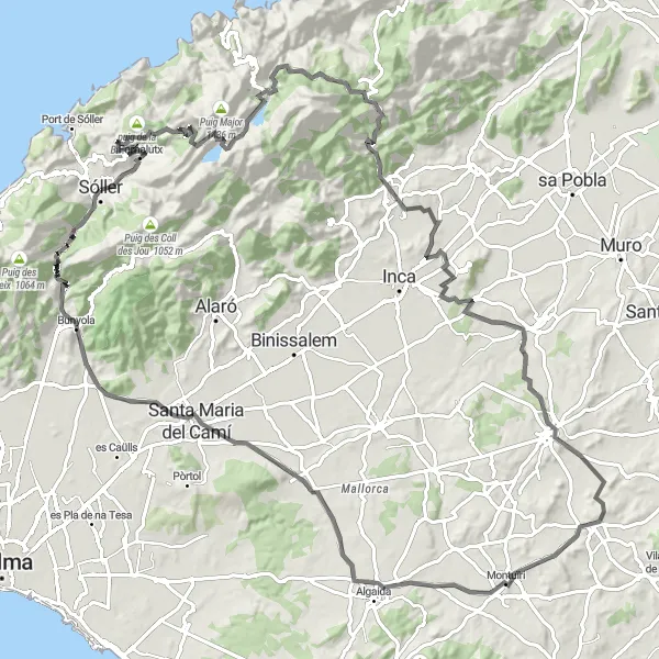 Map miniature of "Fornalutx and Monnàber Road Cycling Route" cycling inspiration in Illes Balears, Spain. Generated by Tarmacs.app cycling route planner