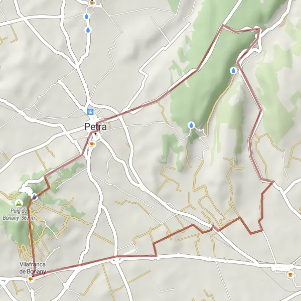 Miniaturní mapa "Gravel Kolo do Puig de Bonany" inspirace pro cyklisty v oblasti Illes Balears, Spain. Vytvořeno pomocí plánovače tras Tarmacs.app