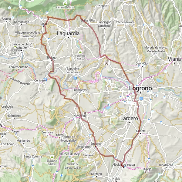 Map miniature of "The Gravel Hill Challenge" cycling inspiration in La Rioja, Spain. Generated by Tarmacs.app cycling route planner