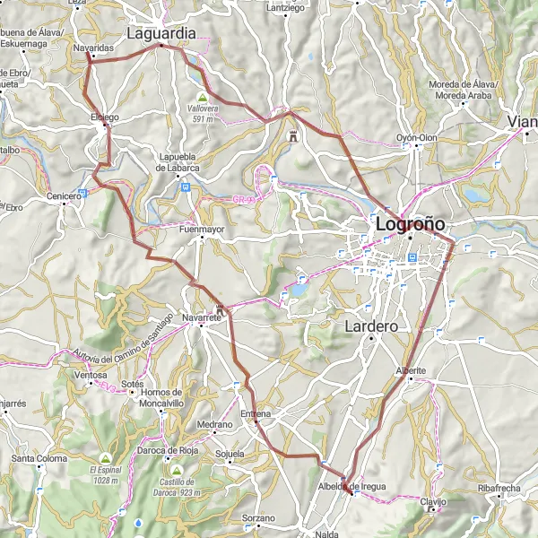 Map miniature of "The Wild Terrains Gravel Loop" cycling inspiration in La Rioja, Spain. Generated by Tarmacs.app cycling route planner