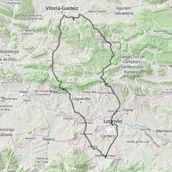 Map miniature of "Road Cycling Over La Rioja's endless hills" cycling inspiration in La Rioja, Spain. Generated by Tarmacs.app cycling route planner