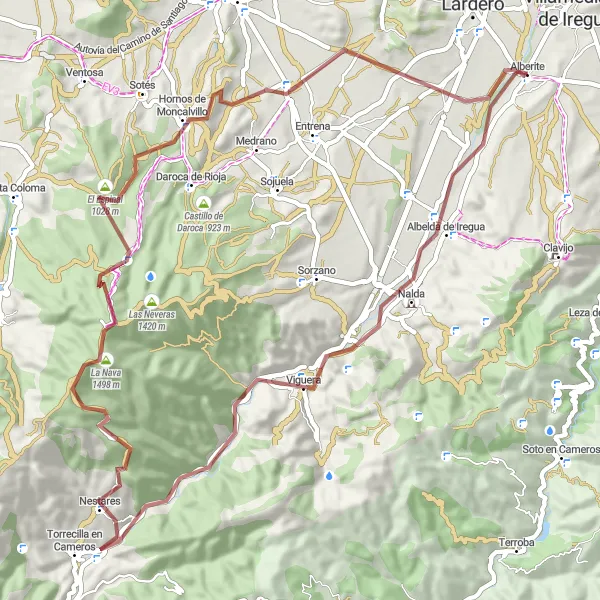 Map miniature of "Discover the Hidden Gems" cycling inspiration in La Rioja, Spain. Generated by Tarmacs.app cycling route planner