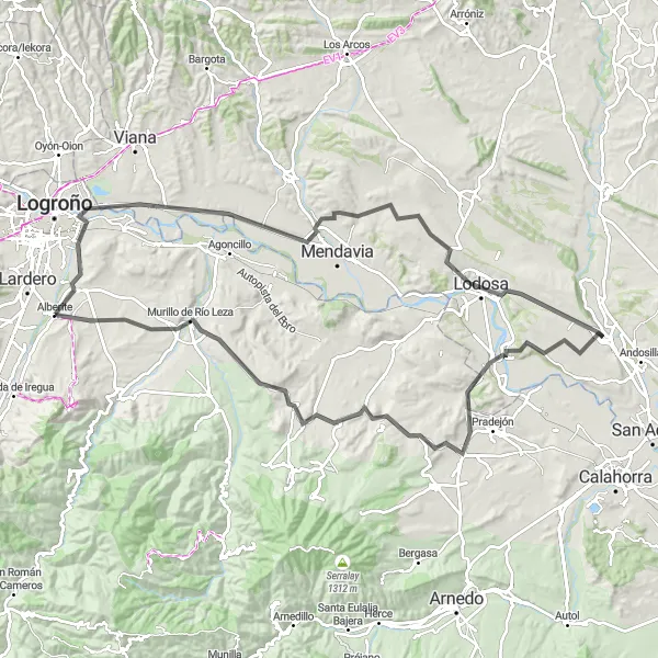 Map miniature of "La Rioja Classic" cycling inspiration in La Rioja, Spain. Generated by Tarmacs.app cycling route planner