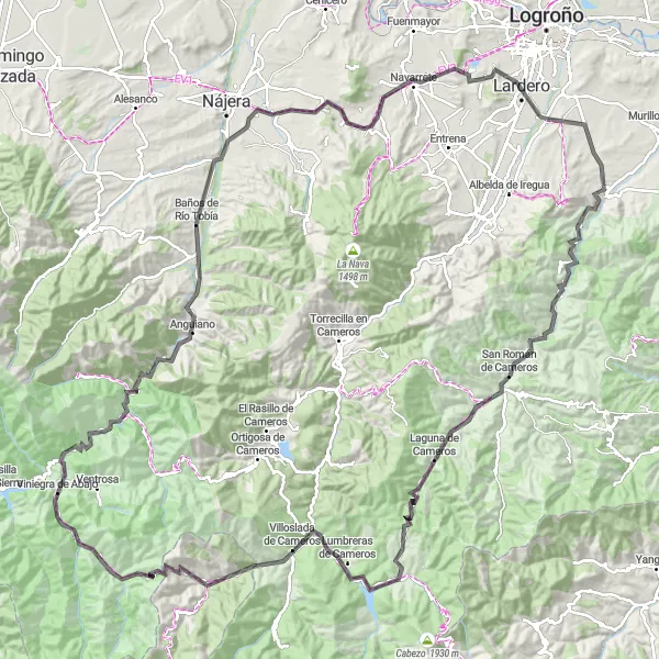 Map miniature of "Ultimate Road Adventure in La Rioja" cycling inspiration in La Rioja, Spain. Generated by Tarmacs.app cycling route planner