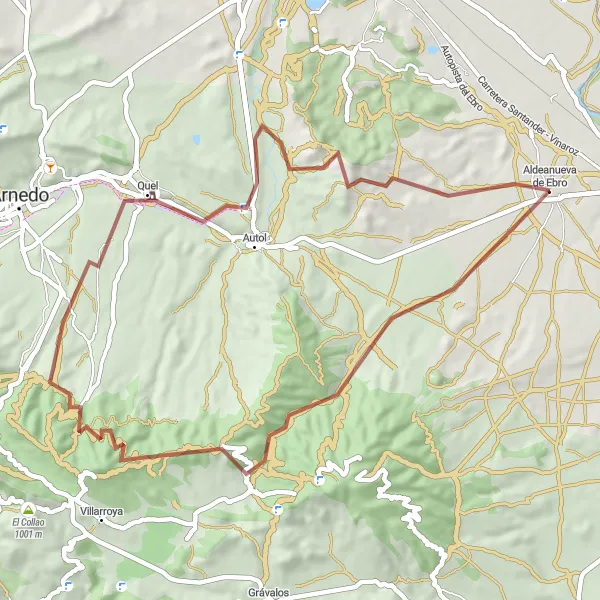 Miniatua del mapa de inspiración ciclista "Ruta de grava Aldeanueva de Ebro - Quel" en La Rioja, Spain. Generado por Tarmacs.app planificador de rutas ciclistas