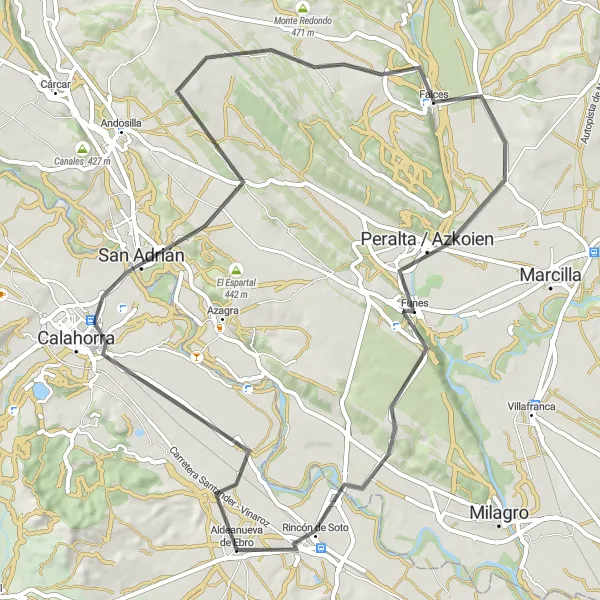 Map miniature of "Challenging Road Adventure" cycling inspiration in La Rioja, Spain. Generated by Tarmacs.app cycling route planner