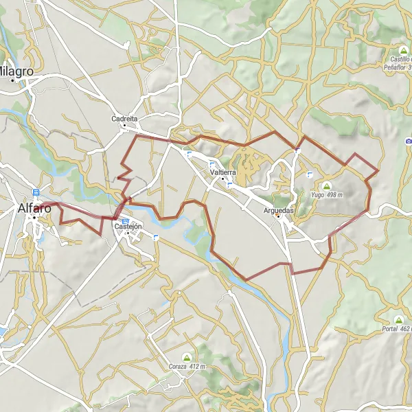 Map miniature of "Alfaro Gravel Adventure" cycling inspiration in La Rioja, Spain. Generated by Tarmacs.app cycling route planner