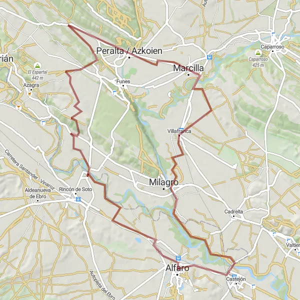 Map miniature of "Gravel Adventure to Mirador del Castillo" cycling inspiration in La Rioja, Spain. Generated by Tarmacs.app cycling route planner