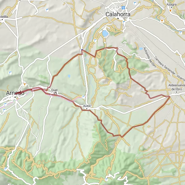 Map miniature of "The Serene Gravel Loop" cycling inspiration in La Rioja, Spain. Generated by Tarmacs.app cycling route planner