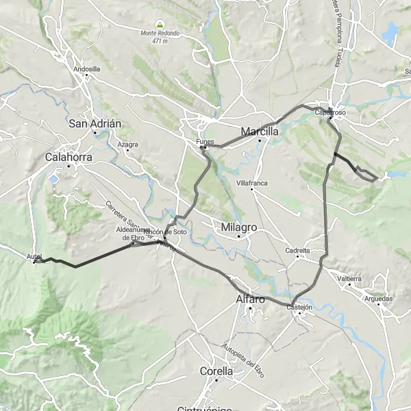 Map miniature of "Autol and Beyond" cycling inspiration in La Rioja, Spain. Generated by Tarmacs.app cycling route planner