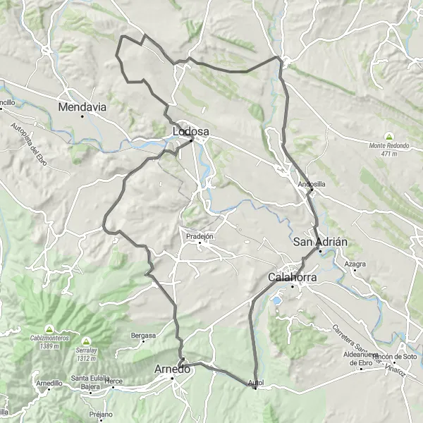 Map miniature of "Autol Circuit" cycling inspiration in La Rioja, Spain. Generated by Tarmacs.app cycling route planner