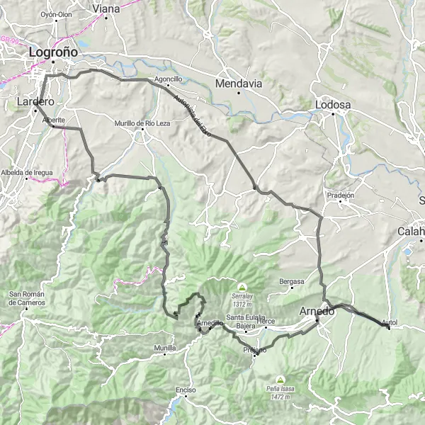 Miniatua del mapa de inspiración ciclista "Desafío en Los Cabezos" en La Rioja, Spain. Generado por Tarmacs.app planificador de rutas ciclistas