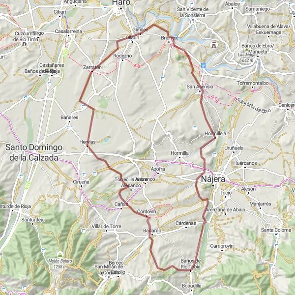 Miniatura mapy "Rowerowa trasa gravelowa do Baños de Río Tobía" - trasy rowerowej w La Rioja, Spain. Wygenerowane przez planer tras rowerowych Tarmacs.app
