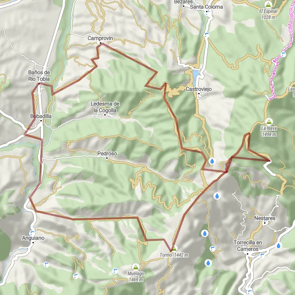 Map miniature of "Hidden Gems of La Rioja Gravel Route" cycling inspiration in La Rioja, Spain. Generated by Tarmacs.app cycling route planner