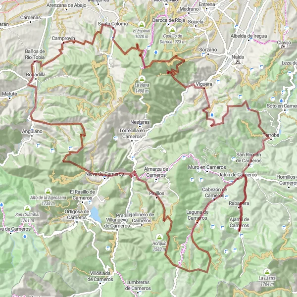 Miniatuurkaart van de fietsinspiratie "Gravel Route - Bezares and Cameros" in La Rioja, Spain. Gemaakt door de Tarmacs.app fietsrouteplanner