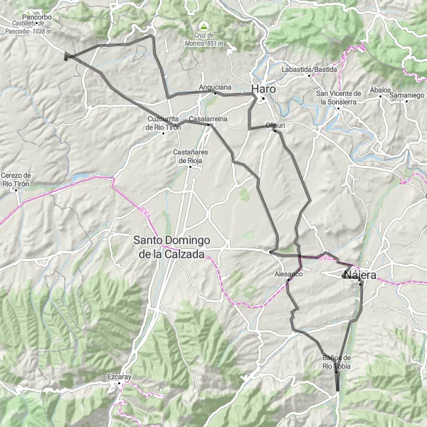 Miniatua del mapa de inspiración ciclista "Ruta en Bicicleta por Baños de Río Tobía (La Rioja, España)" en La Rioja, Spain. Generado por Tarmacs.app planificador de rutas ciclistas