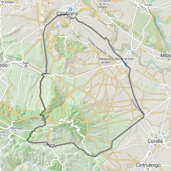 Miniatuurkaart van de fietsinspiratie "Wegroute vanuit Calahorra naar Rincón de Soto" in La Rioja, Spain. Gemaakt door de Tarmacs.app fietsrouteplanner