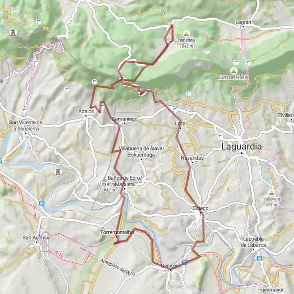 Miniatua del mapa de inspiración ciclista "Ruta de Ciclismo en Gravel desde Cenicero" en La Rioja, Spain. Generado por Tarmacs.app planificador de rutas ciclistas