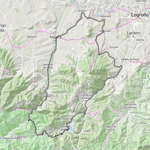 Miniatua del mapa de inspiración ciclista "Ruta Camino de la Gamella" en La Rioja, Spain. Generado por Tarmacs.app planificador de rutas ciclistas