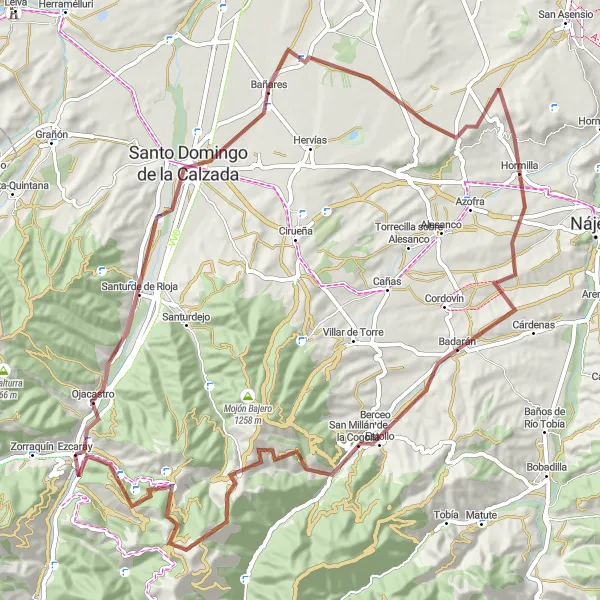 Miniatua del mapa de inspiración ciclista "Ruta de la Grava y la Montaña" en La Rioja, Spain. Generado por Tarmacs.app planificador de rutas ciclistas