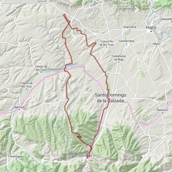 Miniatua del mapa de inspiración ciclista "Ruta de Gravel cerca de Ezcaray" en La Rioja, Spain. Generado por Tarmacs.app planificador de rutas ciclistas