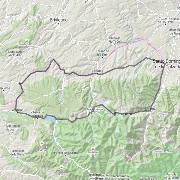 Miniatua del mapa de inspiración ciclista "Ruta en Carretera con Vistas Impresionantes" en La Rioja, Spain. Generado por Tarmacs.app planificador de rutas ciclistas