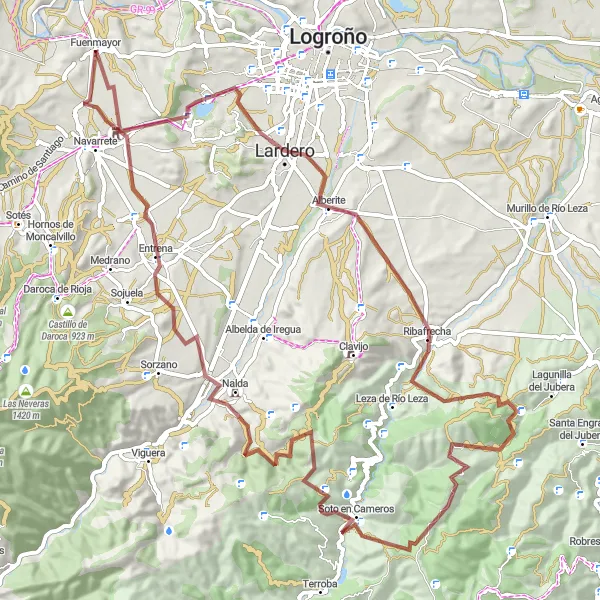 Miniatura mapy "Trasa wokół Fuenmayor (La Rioja, Hiszpania), droga szutrowa" - trasy rowerowej w La Rioja, Spain. Wygenerowane przez planer tras rowerowych Tarmacs.app