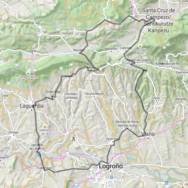Map miniature of "Climb and Explore: Road Cycling Adventure in La Rioja" cycling inspiration in La Rioja, Spain. Generated by Tarmacs.app cycling route planner