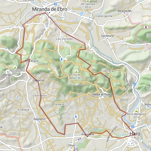 Miniatura mapy "Przygoda gravelowa w okolicach Haro" - trasy rowerowej w La Rioja, Spain. Wygenerowane przez planer tras rowerowych Tarmacs.app