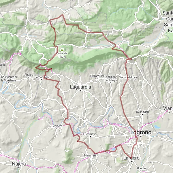 Miniatua del mapa de inspiración ciclista "La Ruta de los Viñedos" en La Rioja, Spain. Generado por Tarmacs.app planificador de rutas ciclistas